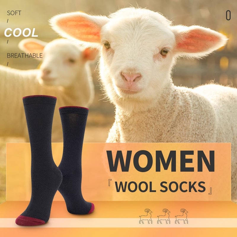 BISOUSOX Merino Wool Socks for Women Thin Black Womens Dress Socks Lightweight Crew Smart Wool Hiking Socks for Women - Image 3