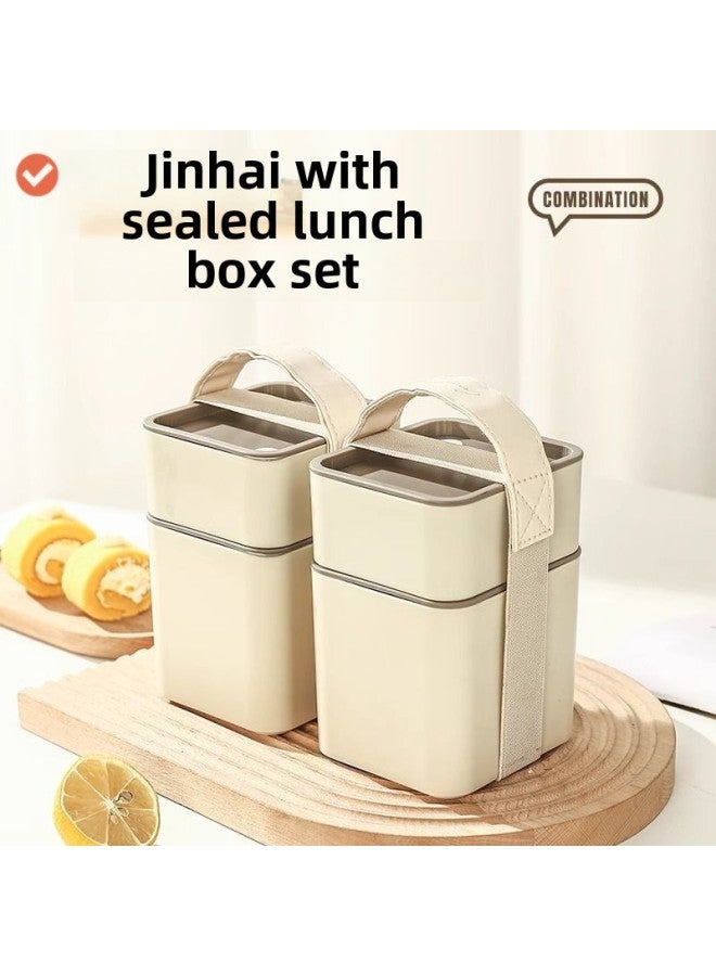 Lunch Box For Primary School Students, Office Workers, Canteen, Lunch Box, Lunch Box, Microwave Oven Heating, Portable Compartment-Specifications:[transparent] Microwave Safe-Color:1 Long And Short + 2 Straight And Short + 1 Positive Height + Tableware + Bag  - Image 5