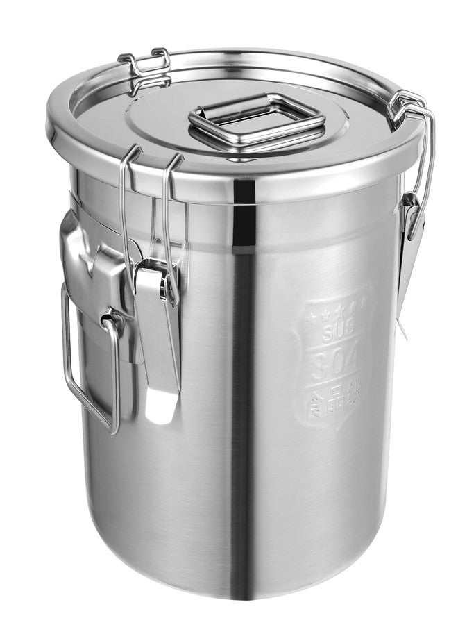 Beaccoss 304 Stainless Steel Airtight Canister for Kitchen, 3.2Gal/405oz Flour Container with Lids and Sturdy Locking Clamp, Metal Bucket Food Storage Containers for Rice Flour Coffee Bean Tea - Image 1