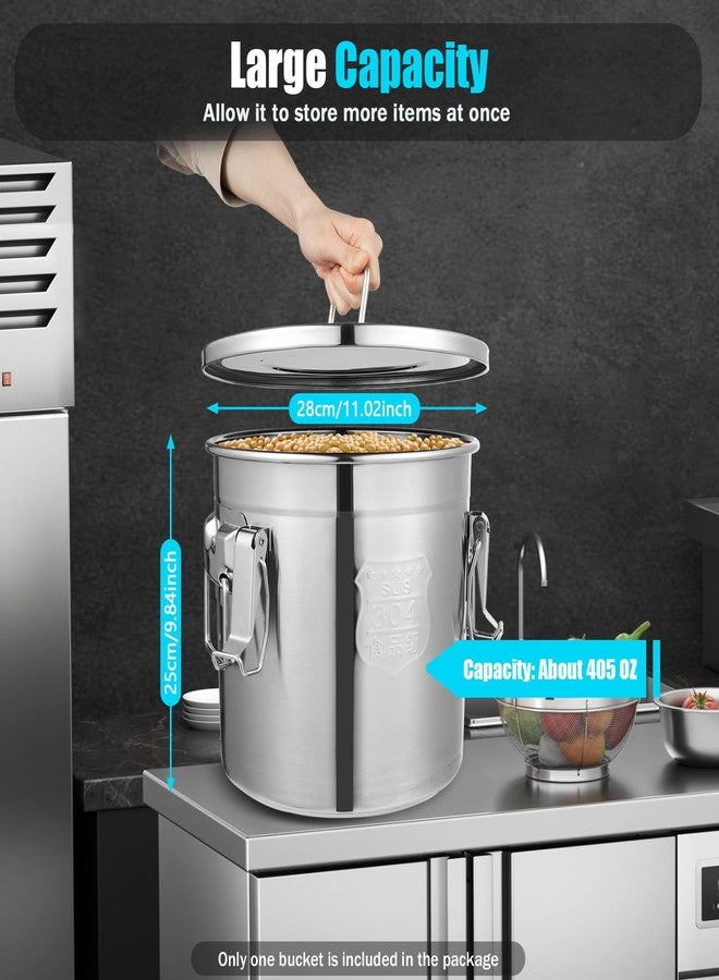 Beaccoss 304 Stainless Steel Airtight Canister for Kitchen, 3.2Gal/405oz Flour Container with Lids and Sturdy Locking Clamp, Metal Bucket Food Storage Containers for Rice Flour Coffee Bean Tea - Image 2