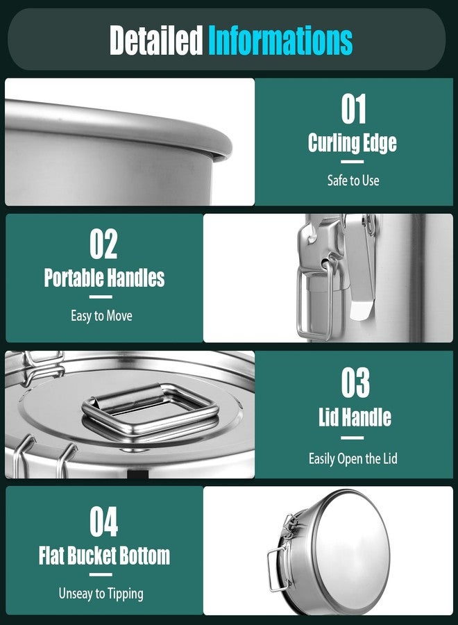 Beaccoss 304 Stainless Steel Airtight Canister for Kitchen, 3.2Gal/405oz Flour Container with Lids and Sturdy Locking Clamp, Metal Bucket Food Storage Containers for Rice Flour Coffee Bean Tea - Image 5