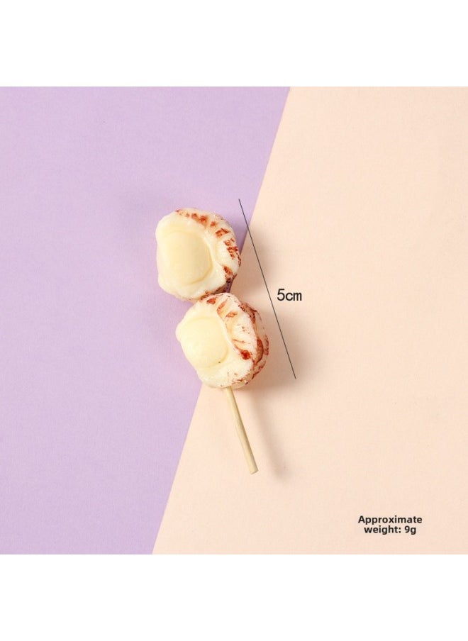 xozgdovg - PVC Simulation Food Keychain Fun Squid Whisker Gluten Corn Barbecue String Toy Funny Food Play Model-Color:Scallop Meat-model - Image 1