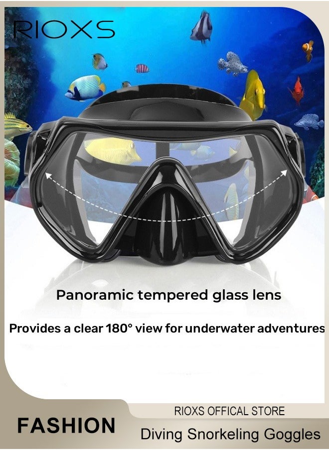 RIOXS - Swimming Goggles,Adults Youth Anti-fog Diving Snorkeling Goggles,Two-window Scuba Diving Goggles,Tempered Glass Lens Swim Goggles,Flexible Silicone PC Snorkeling Goggles For Men And Women,Diving Gear Goggles for Swimming Masks - Image 1