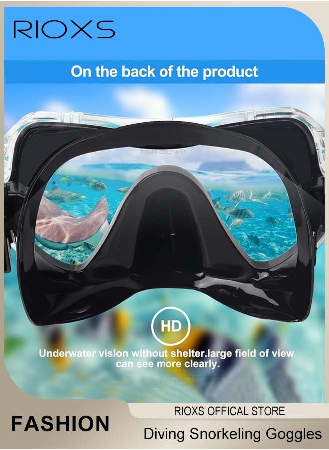 RIOXS - Swimming Goggles,Adults Youth Anti-fog Diving Snorkeling Goggles,Two-window Scuba Diving Goggles,Tempered Glass Lens Swim Goggles,Flexible Silicone PC Snorkeling Goggles For Men And Women,Diving Gear Goggles for Swimming Masks - Image 1
