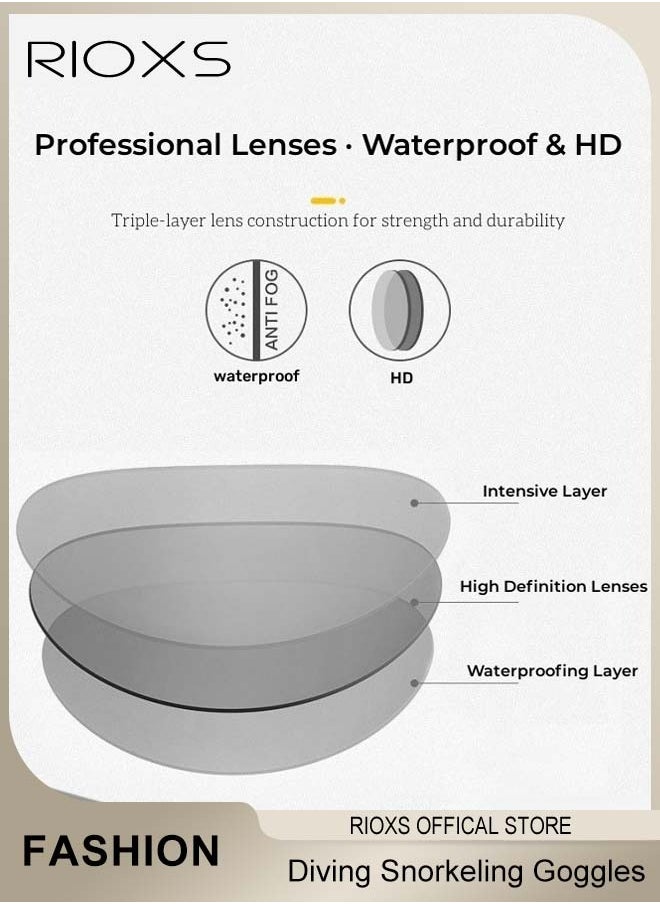 RIOXS - Swimming Goggles,Adults Youth Anti-fog Diving Snorkeling Goggles,Two-window Scuba Diving Goggles,Tempered Glass Lens Swim Goggles,Flexible Silicone PC Snorkeling Goggles For Men And Women,Diving Gear Goggles for Swimming Masks - Image 1