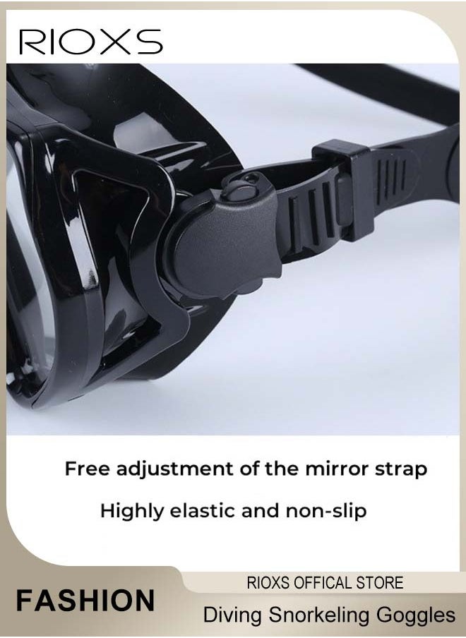 RIOXS - Swimming Goggles,Adults Youth Anti-fog Diving Snorkeling Goggles,Two-window Scuba Diving Goggles,Tempered Glass Lens Swim Goggles,Flexible Silicone PC Snorkeling Goggles For Men And Women,Diving Gear Goggles for Swimming Masks - Image 1