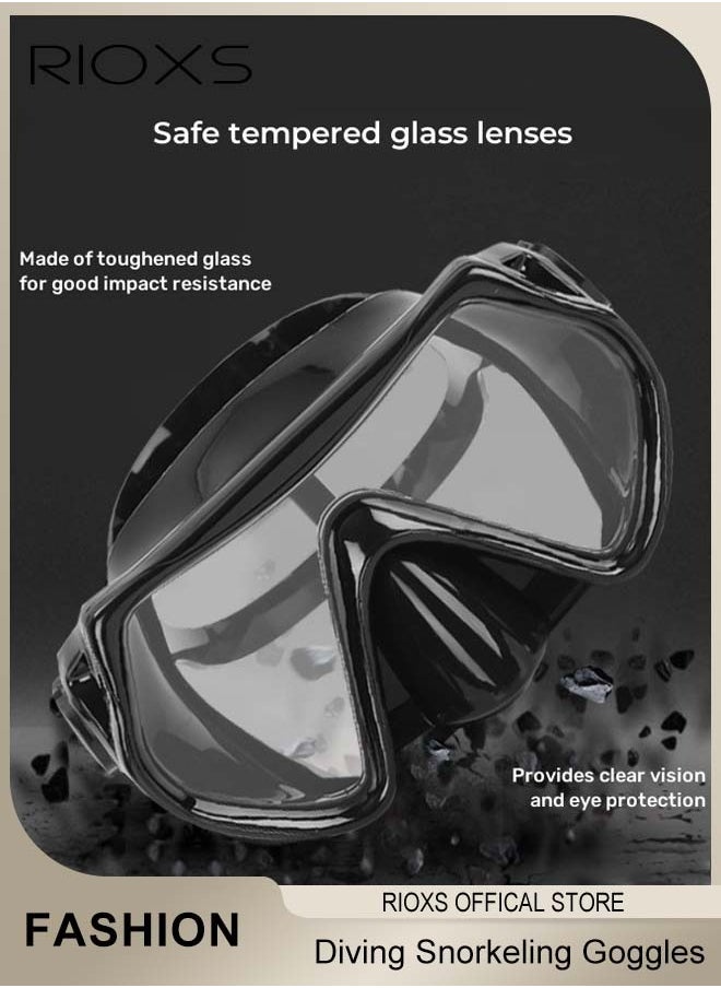 RIOXS - Swimming Goggles,Adults Youth Anti-fog Diving Snorkeling Goggles,Two-window Scuba Diving Goggles,Tempered Glass Lens Swim Goggles,Flexible Silicone PC Snorkeling Goggles For Men And Women,Diving Gear Goggles for Swimming Masks - Image 1