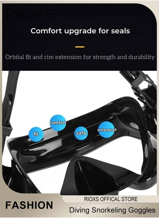 RIOXS - Swimming Goggles,Adults Youth Anti-fog Diving Snorkeling Goggles,Two-window Scuba Diving Goggles,Tempered Glass Lens Swim Goggles,Flexible Silicone PC Snorkeling Goggles For Men And Women,Diving Gear Goggles for Swimming Masks - Image 1