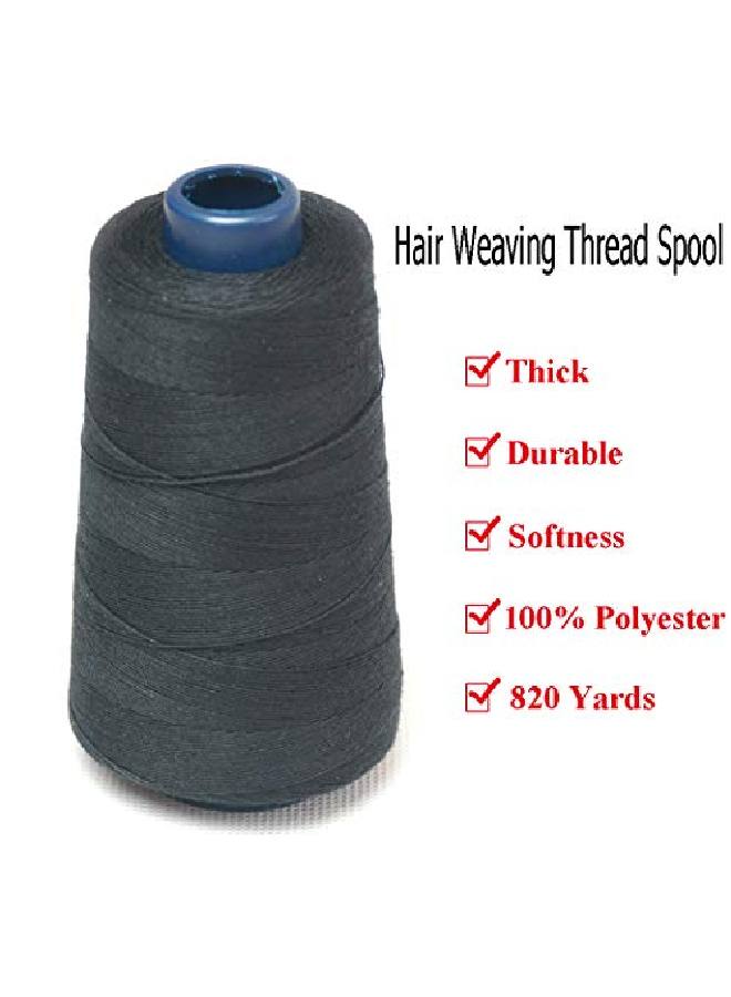 Luwigs خيط نسج أسود 100% بوليستر لصنع شعر مستعار خياطة شعر ويفت إكستينشن 1 قطعة (1 قطعة سوداء) - Image 4