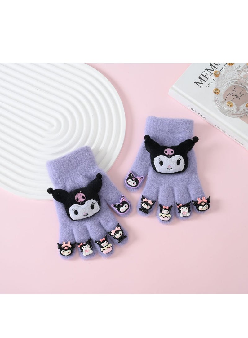 قفازات كورومي الكرتونية للأطفال، قفازات دافئة شتوية مضادة للتجمد بأصابع مقسمة - Image 1