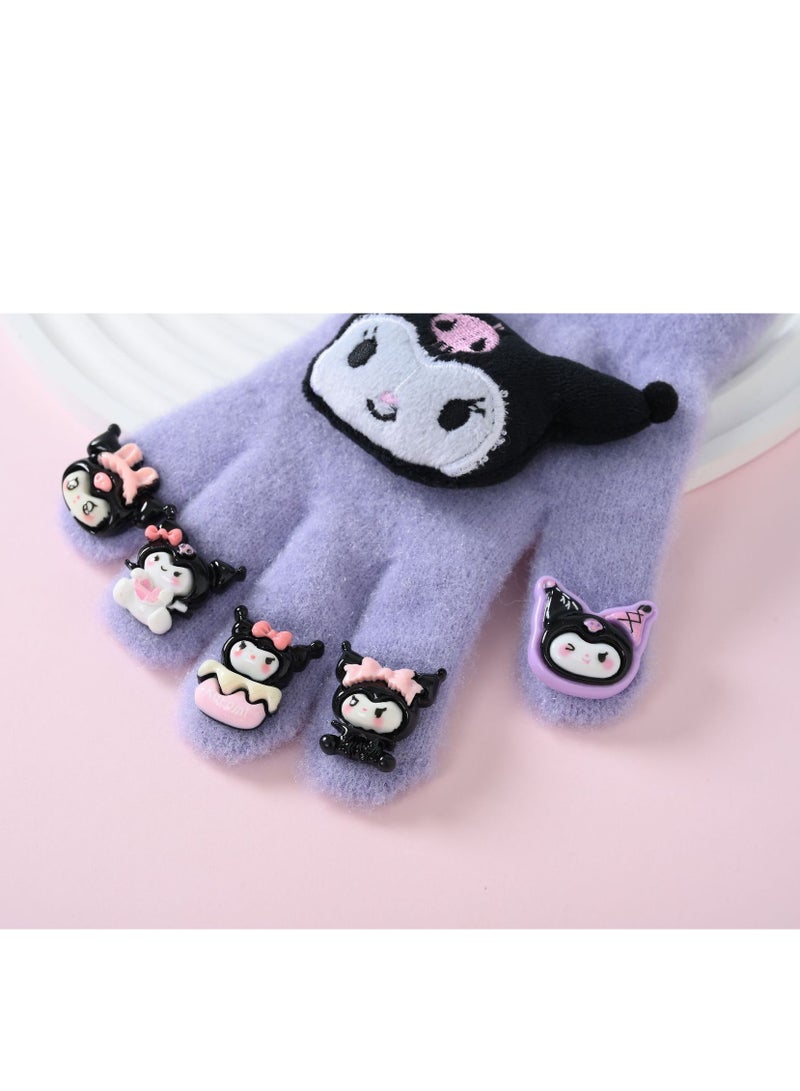 قفازات كورومي الكرتونية للأطفال، قفازات دافئة شتوية مضادة للتجمد بأصابع مقسمة - Image 2