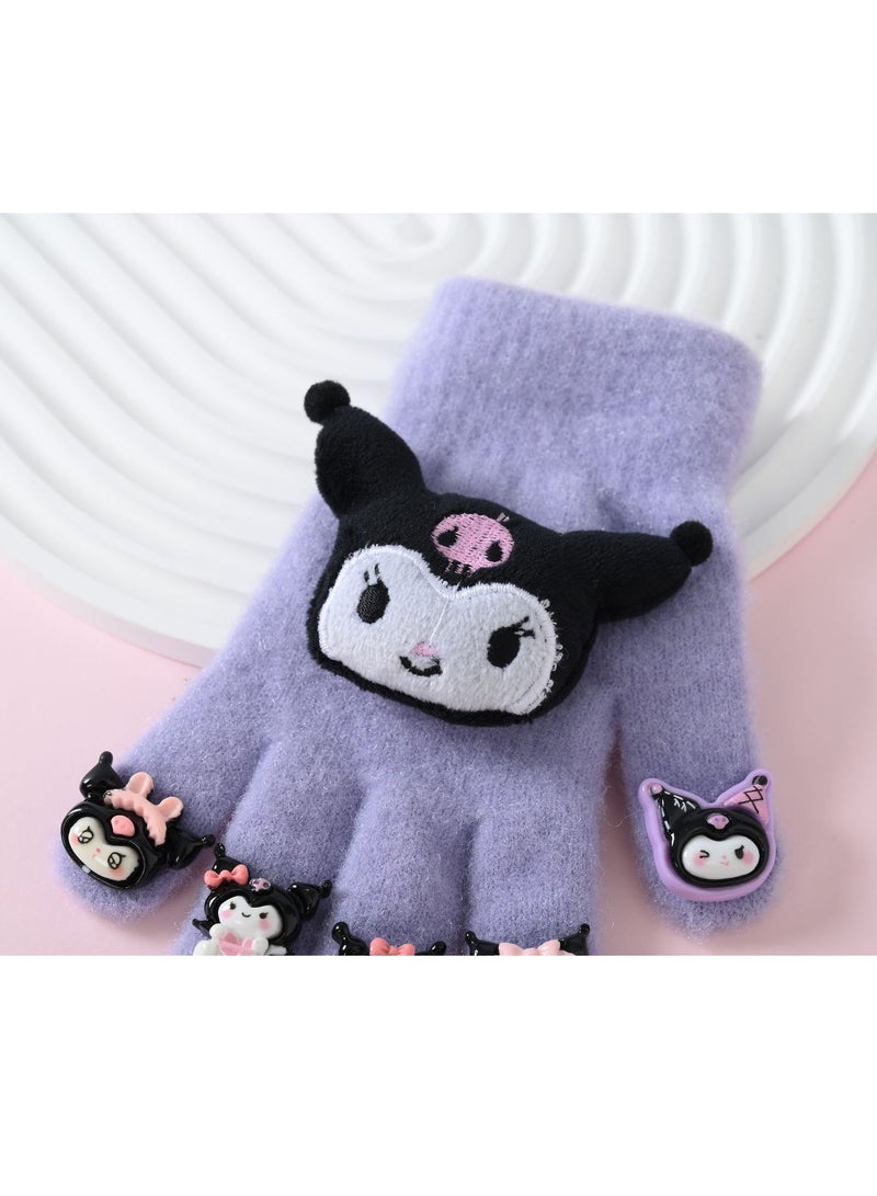 قفازات كورومي الكرتونية للأطفال، قفازات دافئة شتوية مضادة للتجمد بأصابع مقسمة - Image 3