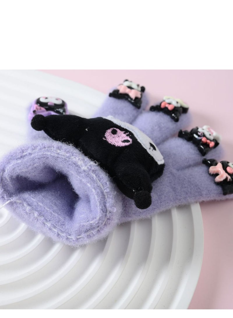 قفازات كورومي الكرتونية للأطفال، قفازات دافئة شتوية مضادة للتجمد بأصابع مقسمة - Image 4