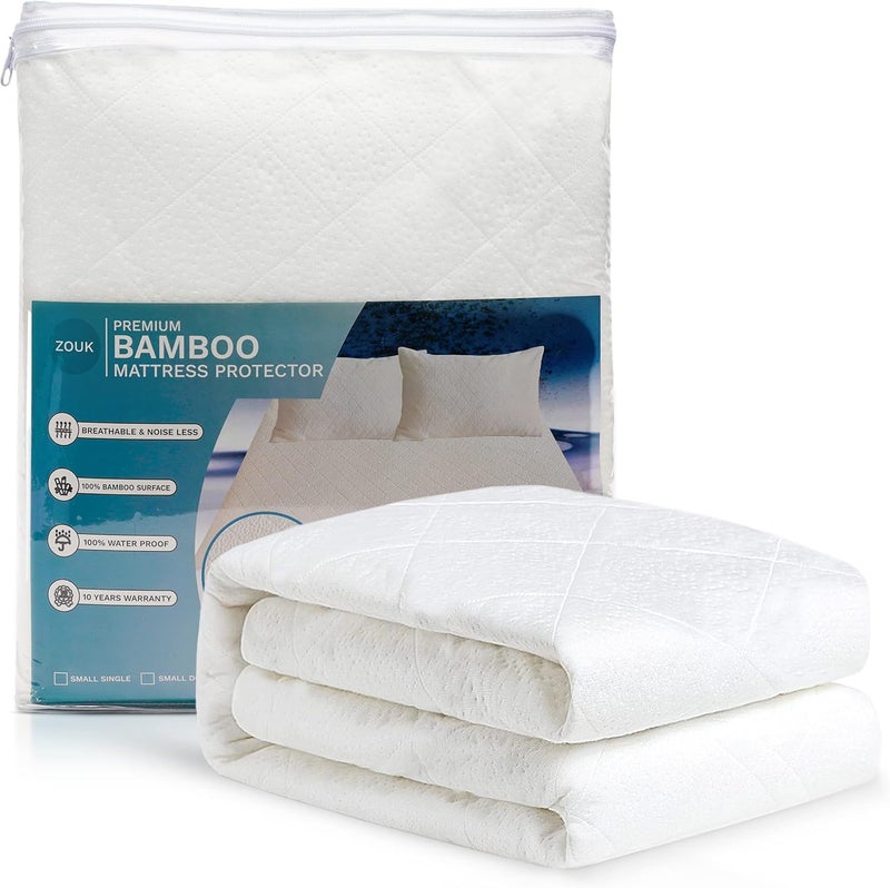 ZOUK Waterproof Bamboo Viscose Mattress Protector Super King 180 x 20035cm