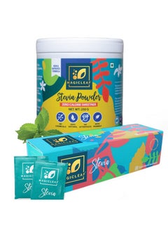 Magic Leaf Stevia Leaf Extract Sugar-Free Sweetener Powder & 99.9% Reb-A Sugar-Free Powder, 100% Natural, Zero Calorie - 100 Sachets & 250 Gm, (Combo Pack Of 2)  - Image 1