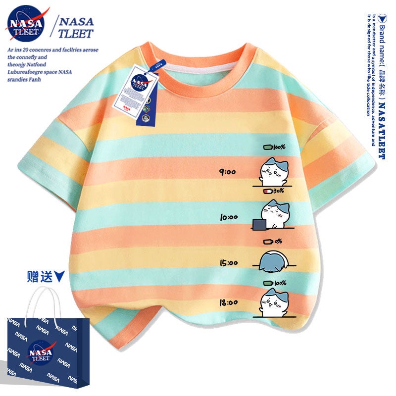 Nasa Co-Branded Usachi Xiaoba Short-Sleeved T-Shirts For Boys And Girls, Children, Students, Half-Sleeved Parent-Child Matching Outfits, Trendy Clothes - Image 5