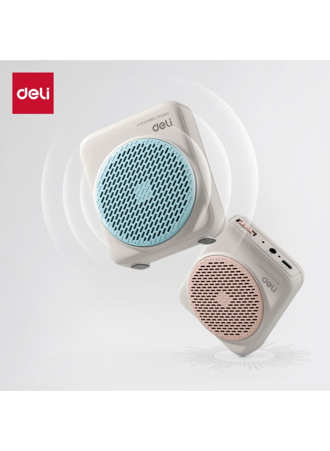 Deli مكبر صوت ليتل بي، أداة تعليمية للمعلم، هدية يوم المعلم، مكبر صوت في الفصل، ميكروفون مثبت على الخصر، مكبر صوت محمول لجولات الإرشاد، أزرق - Image 3