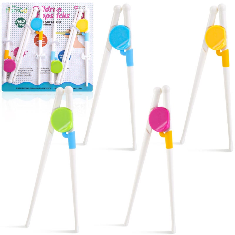 HANSGO Kids Chopsticks 4 Pairs Training Chopsticks for Toddler Beginners Baby Children Dishwasher Safe