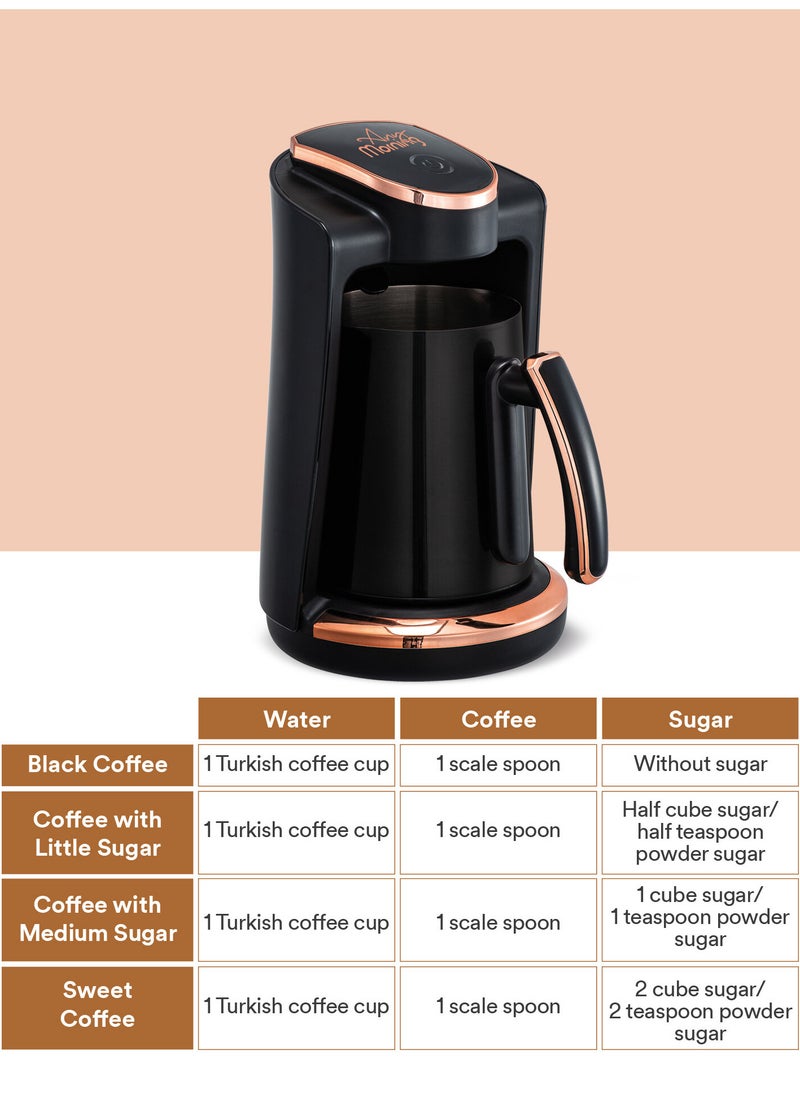Any Morning Any Morning LI23201S Turkish Coffee Maker with Stainless Steel Double Spout Pot, Greek Coffee Machine with Brewing Detection Sensor, Auto Shut Off and Boil Dry Protection, 4 Cups, 400 W  - Image 5