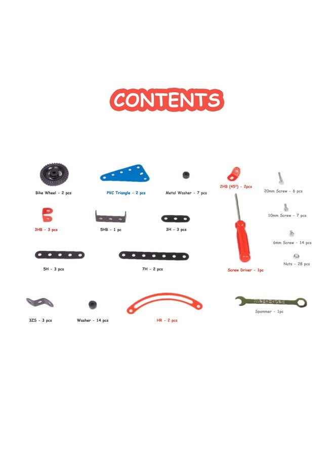 Toysbox MEC - O - Tec Bike 2 Metal Construction Toy, Building Blocks, Educational Toys for 6+ Yrs Boys and Girls, Multicolor, Kid - Image 4