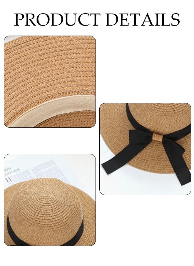 DUNISO - Women's Foldable Sun Straw Hat Big Bowknot Summer Wide Brim Roll Up Beach Cap Summer Solid Travel Beach Cap UV Protection UPF50+ for Vacation Outdoor Activities - Image 1