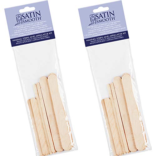 Satin Smooth Non Woven Wax Strips and Wax Sticks Kit Waxing Strips and Wooden Applicator Sticks Body Facial Eyebrow Hair Removal 2 Pack - Image 2