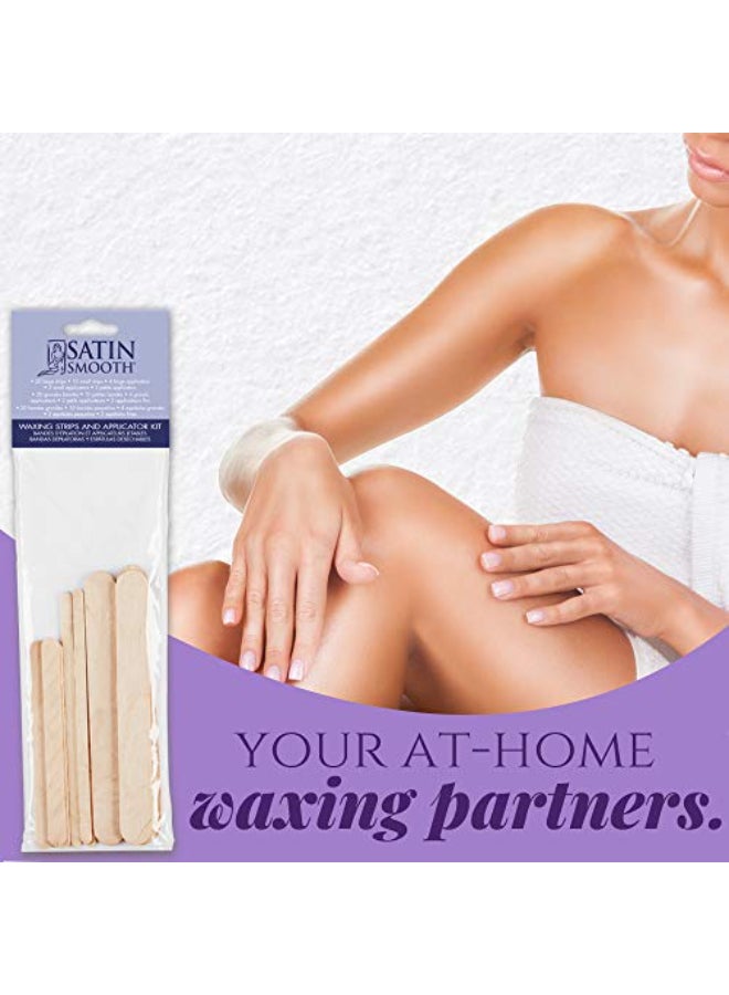 Satin Smooth Non Woven Wax Strips and Wax Sticks Kit Waxing Strips and Wooden Applicator Sticks Body Facial Eyebrow Hair Removal 2 Pack - Image 4