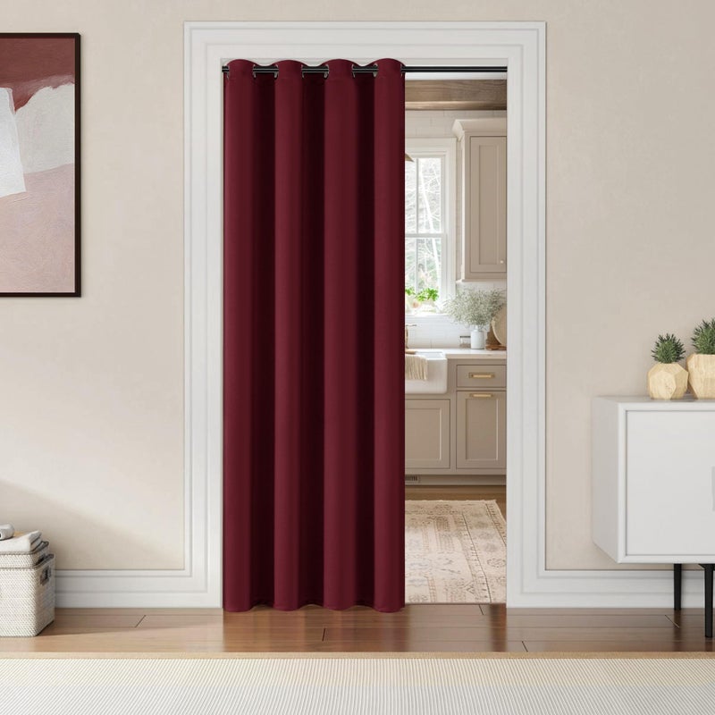ChrisDowa Blackout Curtains 90 Inches Long for Living Room  Grommet Thermal Insulated Room Darkening Curtains for Bedroom (1 Panel Set  Burgundy Red  52W x 90L) - Image 2