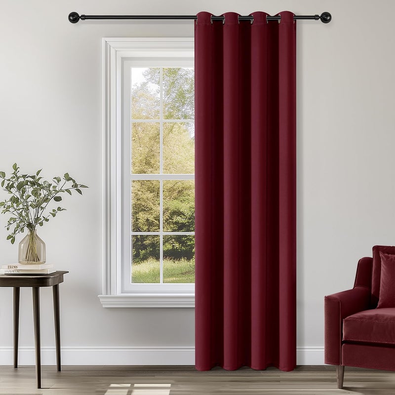 ChrisDowa Blackout Curtains 90 Inches Long for Living Room  Grommet Thermal Insulated Room Darkening Curtains for Bedroom (1 Panel Set  Burgundy Red  52W x 90L) - Image 1