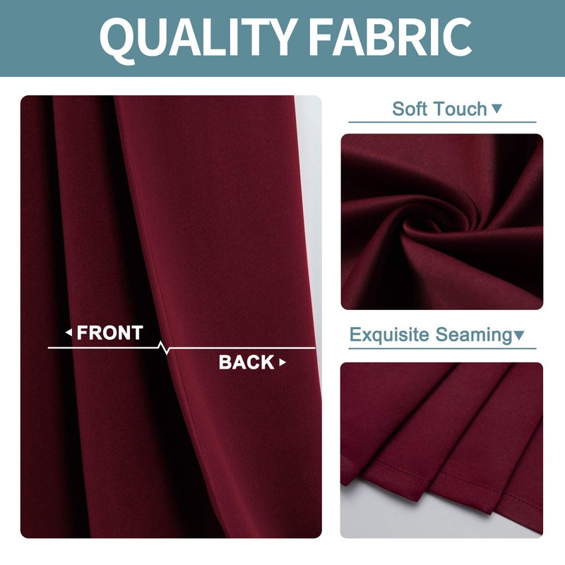 ChrisDowa Blackout Curtains 90 Inches Long for Living Room  Grommet Thermal Insulated Room Darkening Curtains for Bedroom (1 Panel Set  Burgundy Red  52W x 90L) - Image 4