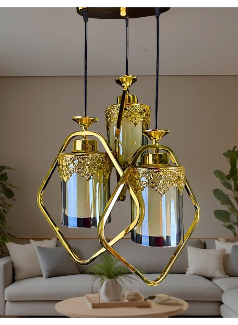 High quality modern triple crown roof pendant metal 3 bulb