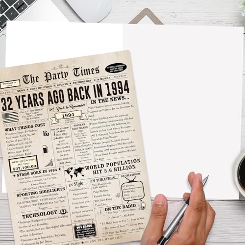 Huameigf Vintage 32nd Birthday Gifts for Women Men, Happy 32nd Birthday Card for Son Daughter, Big 32 Year Old Birthday Card for Wife Husband - Image 3