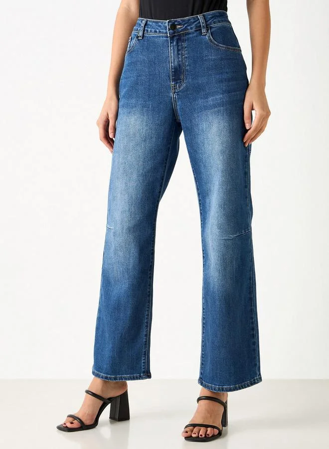 2Xtremz 2Xtremz Mid-Rise Jeans with Button Closure