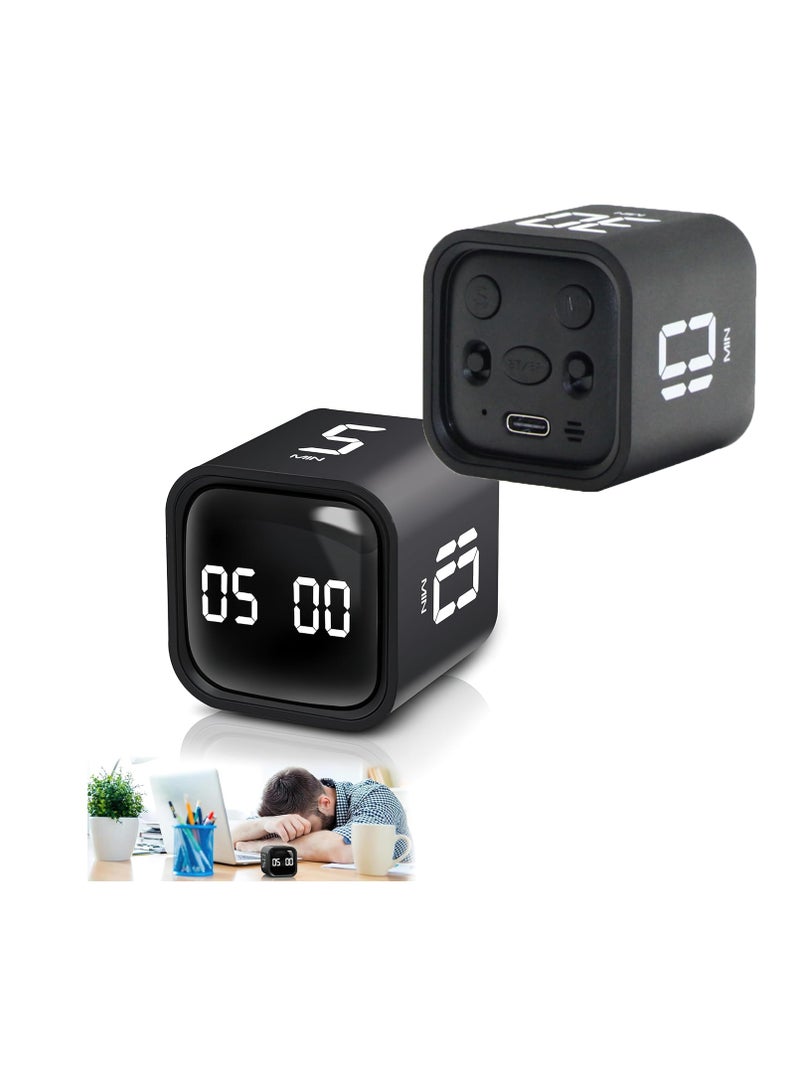 MarlaMall Productivity Timer,Flip Over Gravity Sensor Cube Timer Countdown and Countdown, Silent, Vibration and Sound, 5/10/30/60 Minutes and Custom Timer, Great for ADHD, Work, Study and Kitchen Cooking - Image 1