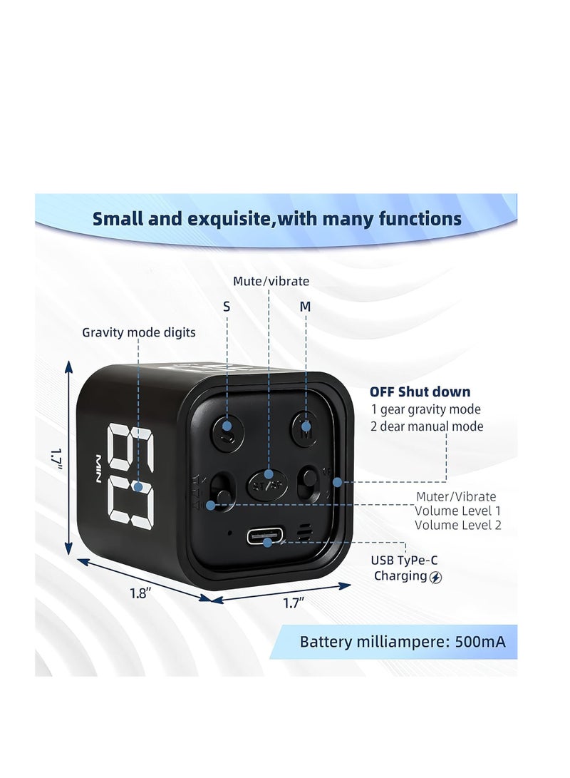 MarlaMall Productivity Timer,Flip Over Gravity Sensor Cube Timer Countdown and Countdown, Silent, Vibration and Sound, 5/10/30/60 Minutes and Custom Timer, Great for ADHD, Work, Study and Kitchen Cooking - Image 2