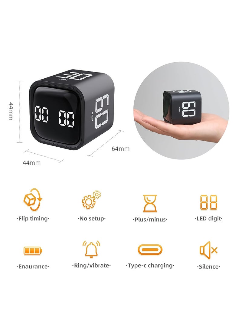 MarlaMall Productivity Timer,Flip Over Gravity Sensor Cube Timer Countdown and Countdown, Silent, Vibration and Sound, 5/10/30/60 Minutes and Custom Timer, Great for ADHD, Work, Study and Kitchen Cooking - Image 4