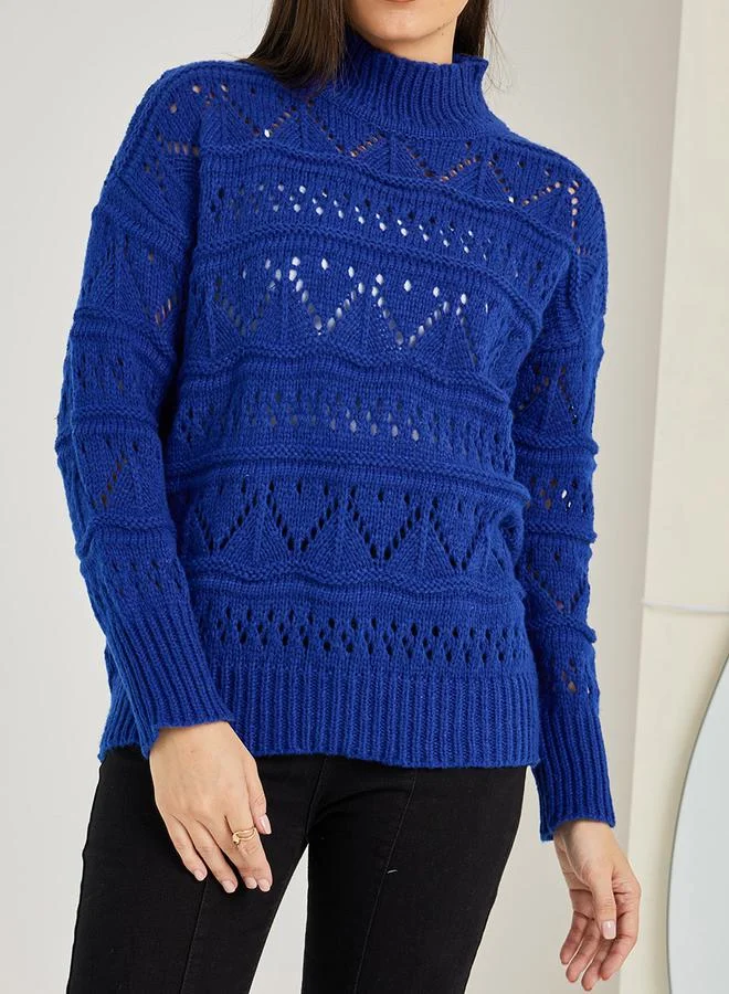 Styli Regular Length Turtle Neck Textured Oversized Sweater