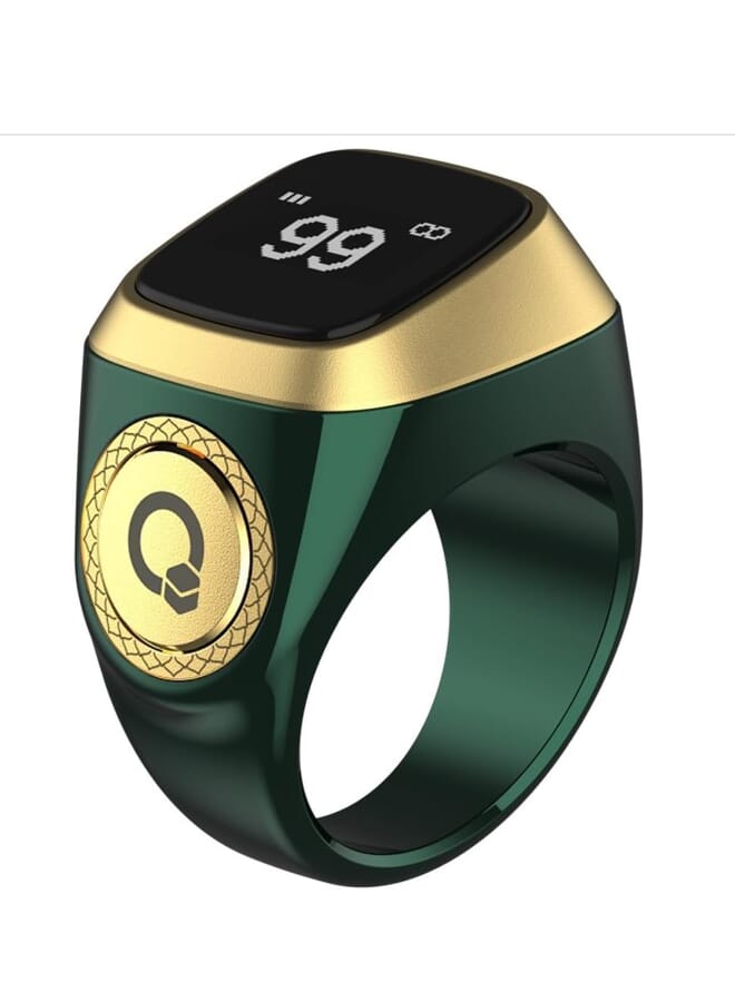 20mm Zikr Ring Smart Ring with Vibration Reminder Tasbih Counter and Bluetooth Connection for Exclusive IQIBLA App and 5 Daily Prayer Reminders Green - Image 3