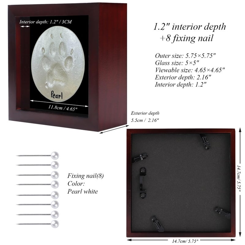 1DOT2 5x5 Small Shadow Box Frame Display Case  Grade A Natural Pine Wood HD Glass Front Soft Linen Back  1.2 inches Interior Depth-Cherry Red - Image 3