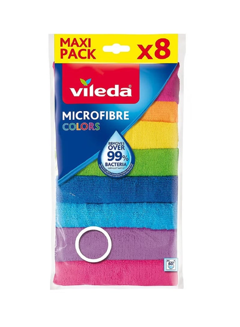 Vileda Microfiber cloth, absorbent, healthy, versatile, durable and washable 30x30cm - 8 pieces Multicolor 30x30cm Multicolor 30x30cm - Image 1