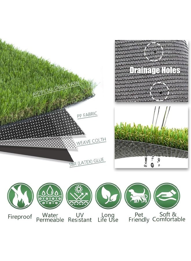 إتش كيو جيمنغ سجادة عشب صناعي واقعية للاستخدام الداخلي والخارجي، سجادة عشب صناعي للكلاب مع فتحات تصريف، عشب صناعي للحديقة والمناظر الطبيعية والشرفة والديكور - Image 2