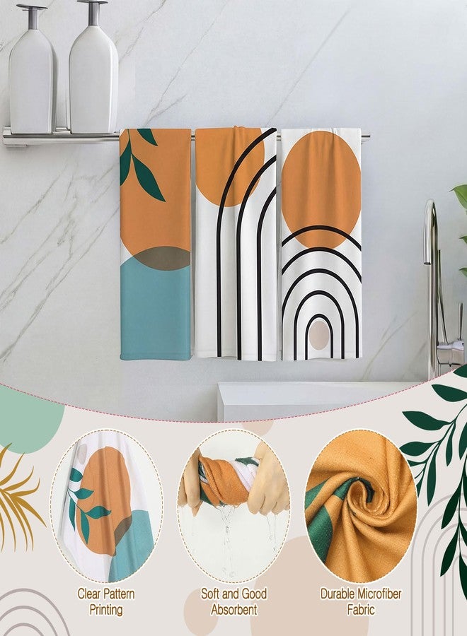 Haull 7 Pcs Boho Abstract Shower Curtain Bathroom Set Modern Botanical Non Slip Rug Toilet Lid Cover Bath Mat Towels Decor with 12 Hooks Waterproof Shower Curtain for Neutral Earth Tone Bathroom Decor - Image 3