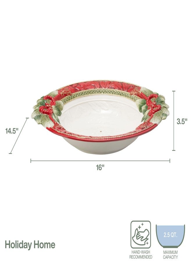 Fitz & Floyd Fitz and Floyd Holiday Home Garland Serving Bowl, 16 Inch - Image 2