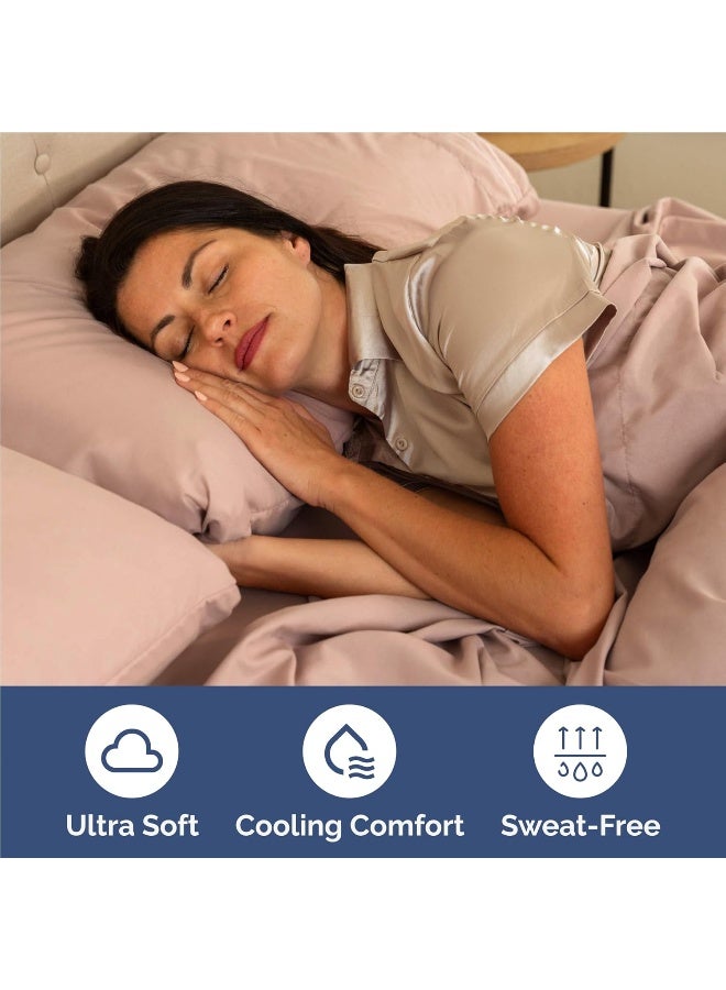 CGK Unlimited Full Size 4 Piece Bedding Sheet Set - Breathable & Cooling Bed Sheets - Hotel Luxury Bed Sheets for Kids, Teens, Women & Men- Deep Pockets - Easy-fit - Soft & Wrinkle Free - Mauve Oeko-Tex Sheet Set - Image 4