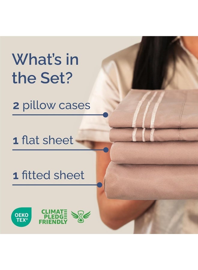 CGK Unlimited Full Size 4 Piece Bedding Sheet Set - Breathable & Cooling Bed Sheets - Hotel Luxury Bed Sheets for Kids, Teens, Women & Men- Deep Pockets - Easy-fit - Soft & Wrinkle Free - Mauve Oeko-Tex Sheet Set - Image 2
