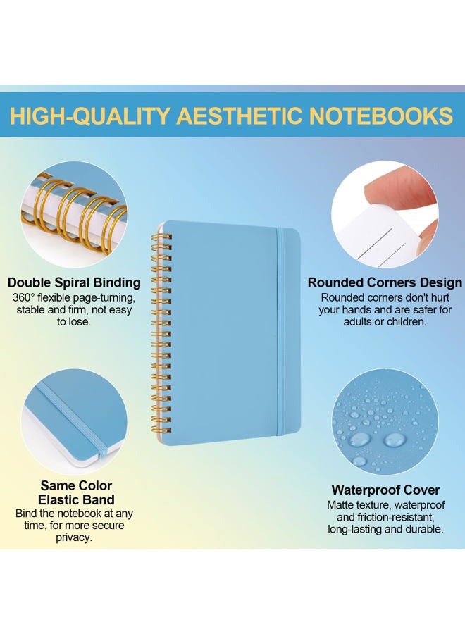 Utron 3 PCS Small Spiral Notebook 5x7, Notebooks for Note Taking, Blue Color Scheme Spiral Journal Notebook, Work Notebook Small Notebooks 5x7 with Strap, Cute Notebooks for Women 70 Sheets/Note Books - Image 3