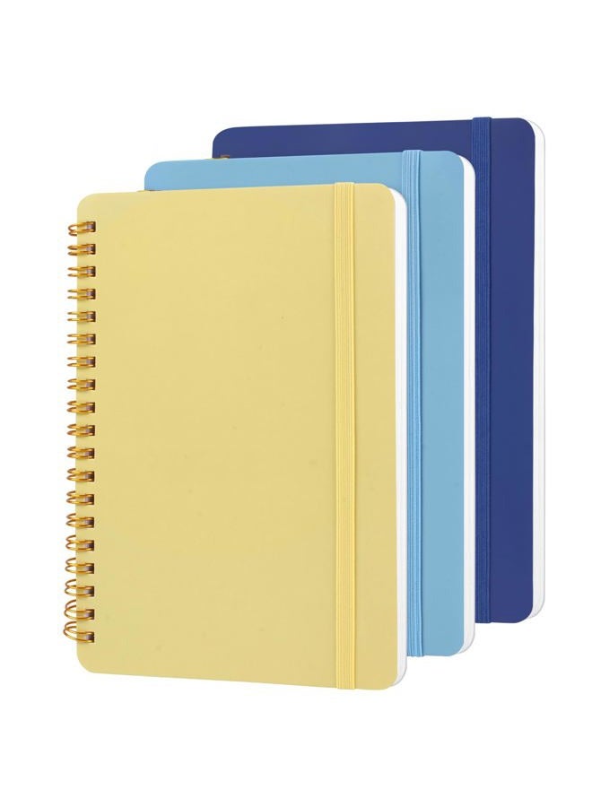 Utron 3 PCS Small Spiral Notebook 5x7, Notebooks for Note Taking, Blue Color Scheme Spiral Journal Notebook, Work Notebook Small Notebooks 5x7 with Strap, Cute Notebooks for Women 70 Sheets/Note Books - Image 1