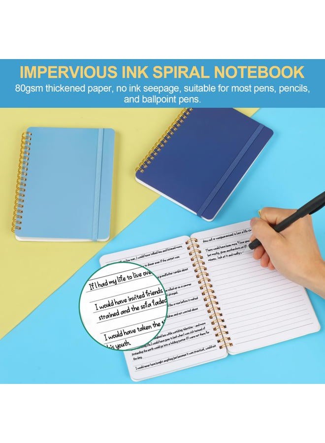 Utron 3 PCS Small Spiral Notebook 5x7, Notebooks for Note Taking, Blue Color Scheme Spiral Journal Notebook, Work Notebook Small Notebooks 5x7 with Strap, Cute Notebooks for Women 70 Sheets/Note Books - Image 4