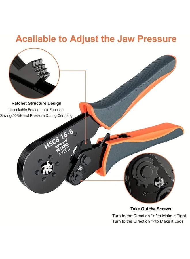 HSC8 16 6 High Carbon Steel Wire Crimper Tool Self Adjusting Ratcheting Crimping Pliers - Image 5