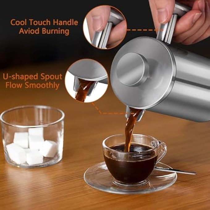 BIGTHREE Coffee Press Small Cafetiere French Press Stainless Steel DoubleWall Metal Insulated With 3 Level Filtration System With 3 Extra Filter Screens 1 Cup - Image 5